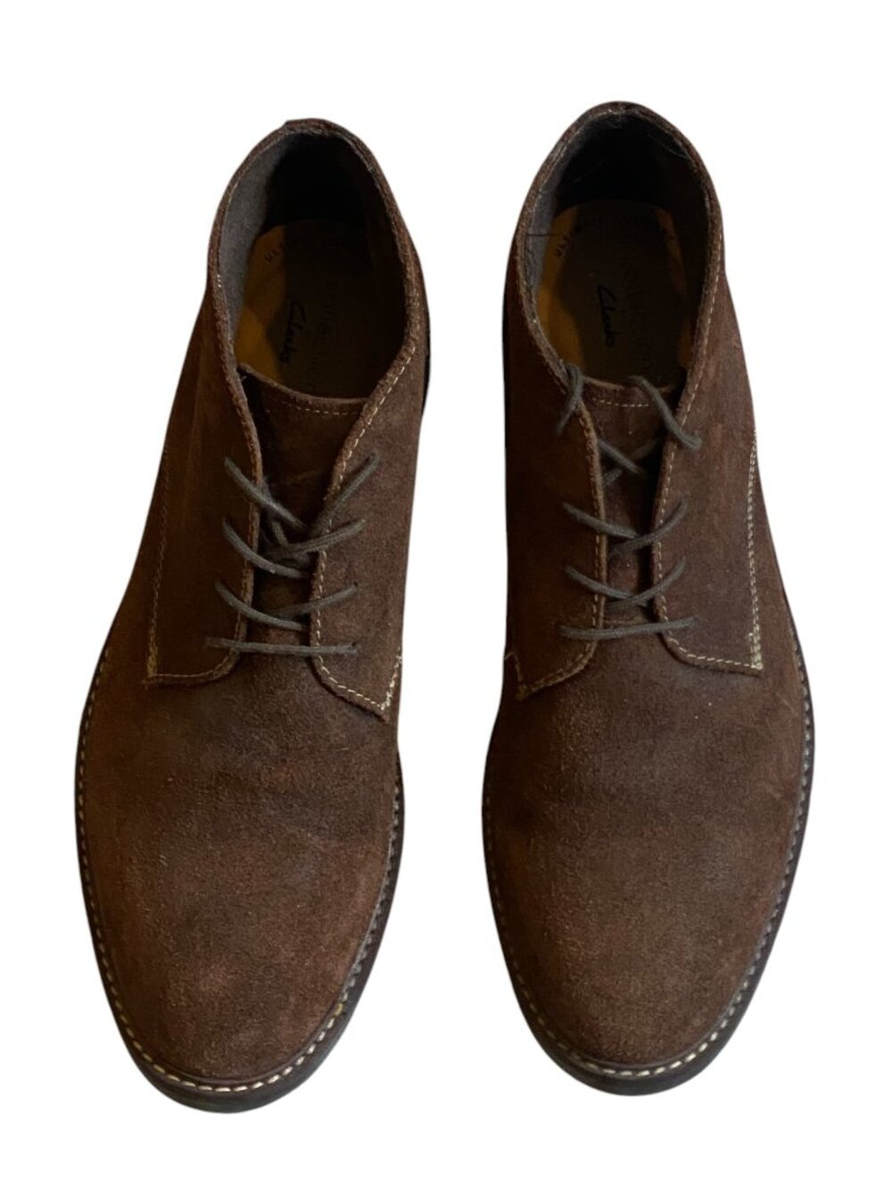 CLARKS COLLECTION Mens Brown Round Toe Lace-Up Leather Chukka Boots 11-1/2 #80Q